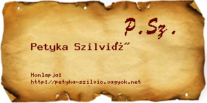 Petyka Szilvió névjegykártya